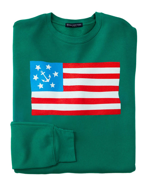 American Yacht Flag Crewneck Sweatshirt in Green